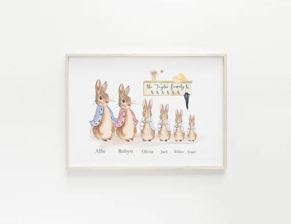 Peter Rabbit Family Portrait  Personalised Print  Family | Etsy | Etsy (US)