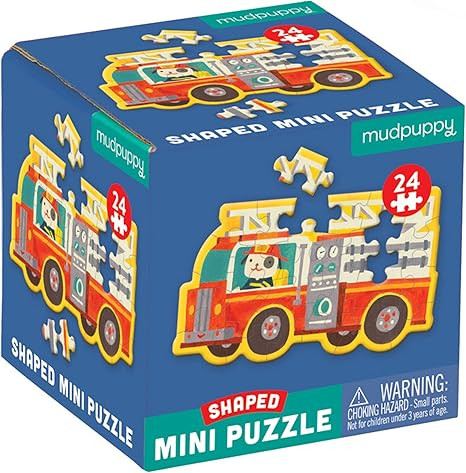 Mudpuppy Fire Truck Shaped Mini Puzzle, 24 Pieces, 6” x 6” – Die-Cut Mini Jigsaw Puzzle in ... | Amazon (US)