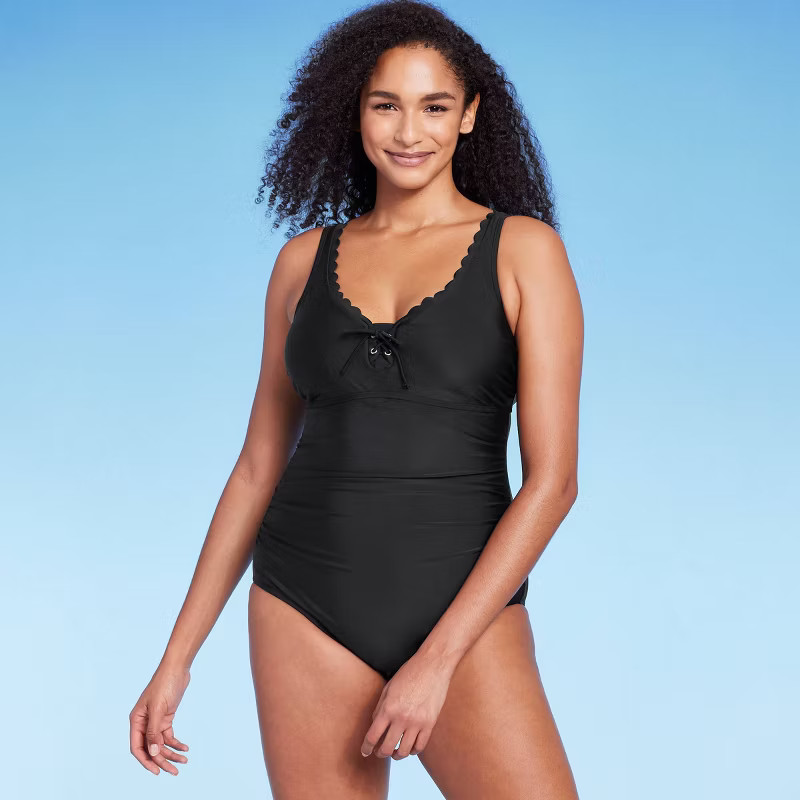 Women's Grommet Scallop One Piece Swimsuit - Kona Sol™ | Target