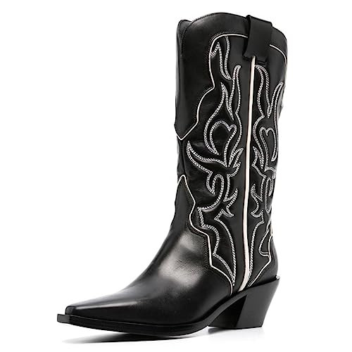 Yolkomo Cowboy Boots for Women Wide Calf High Distressed Western Cowgirl Boots | Amazon (US)