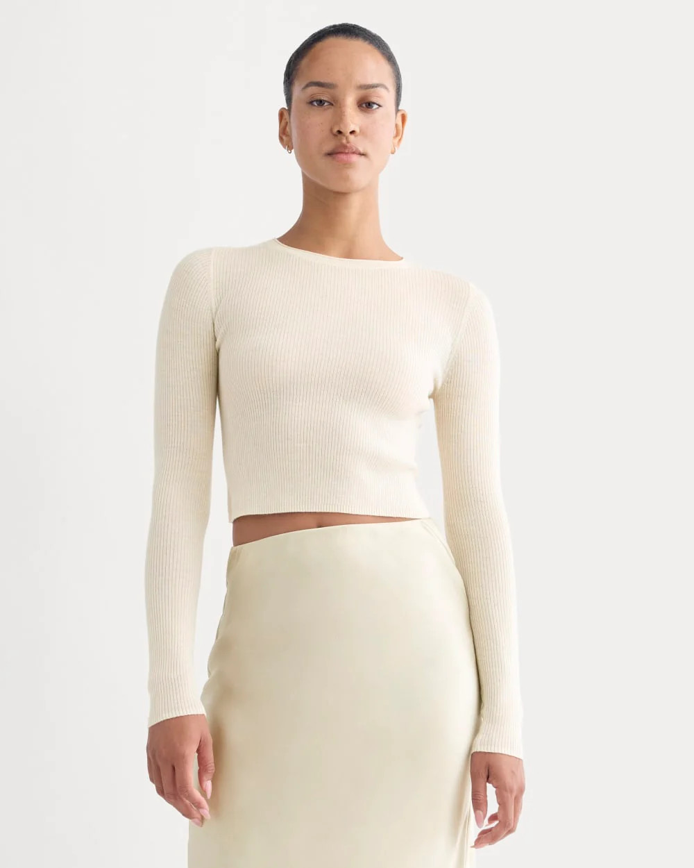 The Cropped Crew Top in Ultrafine Merino | Parchment | Everlane