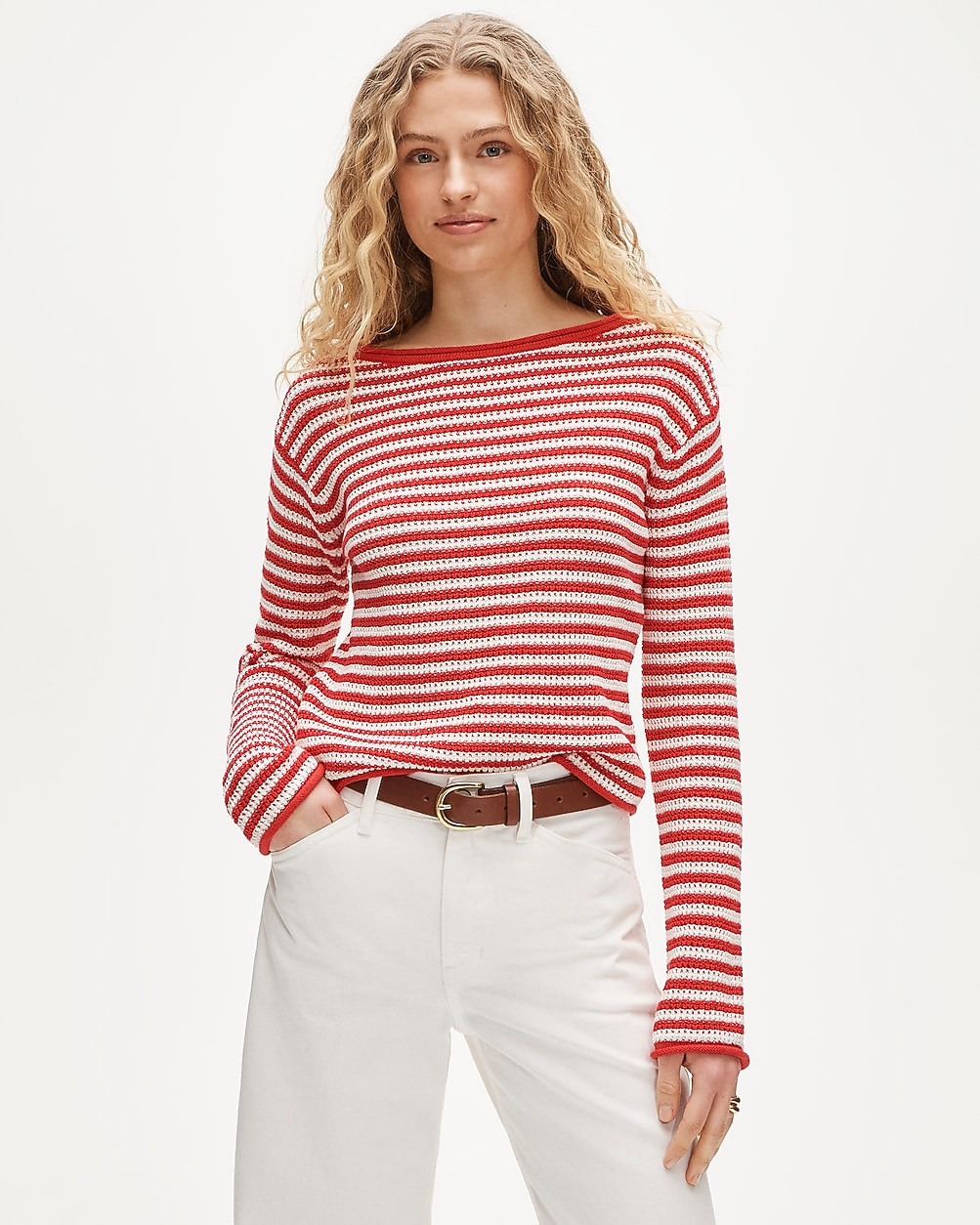 Boatneck sweater in stripe | J. Crew US