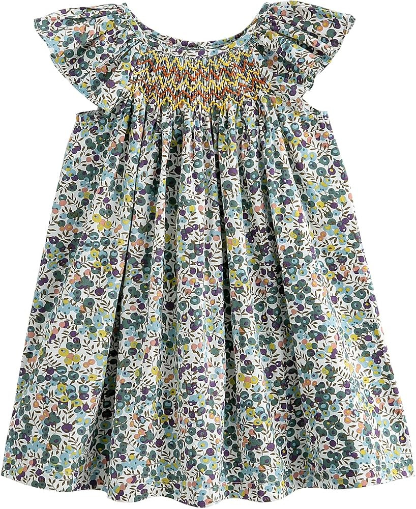 Simplee kids Baby Girl Smocked Dress Summer Casual Short Sleeve Dresses Floral Print Sundress Pri... | Amazon (US)