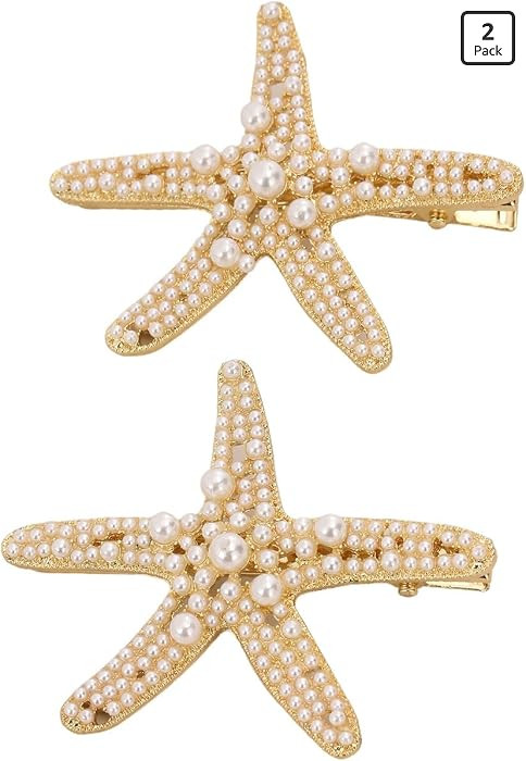 MAKEMECHIC Women's 2/3 Pcs Starfish Hair Clips Pearl Barrettes Hairpins Summer Beach Hair Accesso... | Amazon (US)