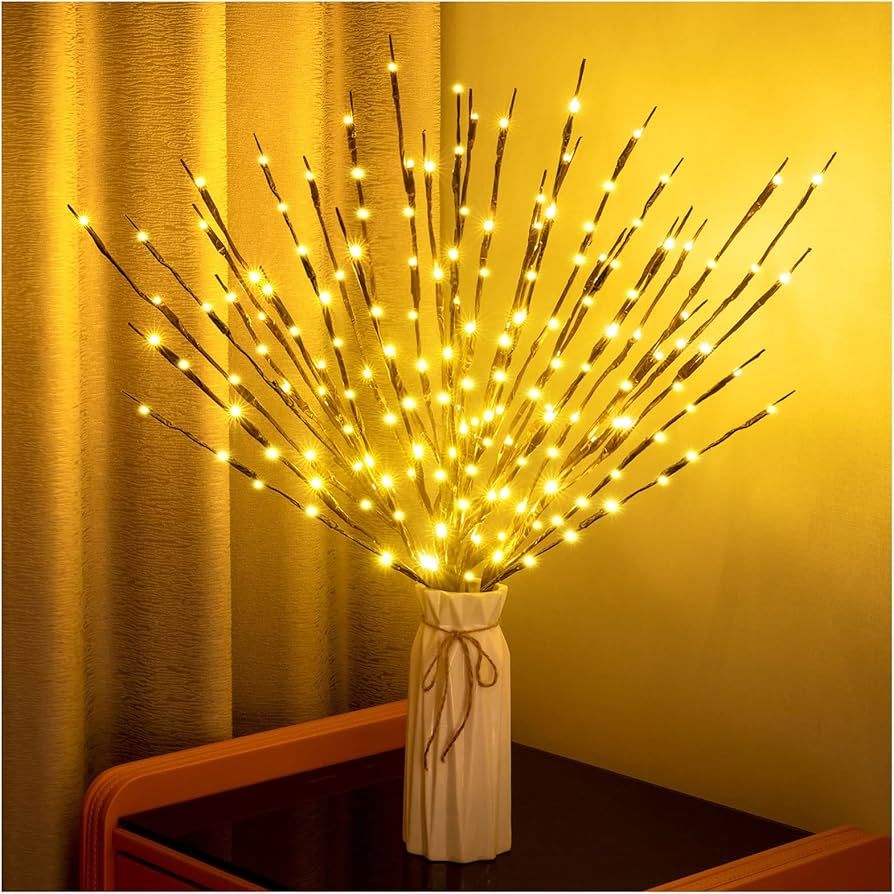 Twig Lights, 2 Pack Lighted Branches, Warm Yellow Willow Lights, 30Inch 20 LED Decorative Lights ... | Amazon (US)