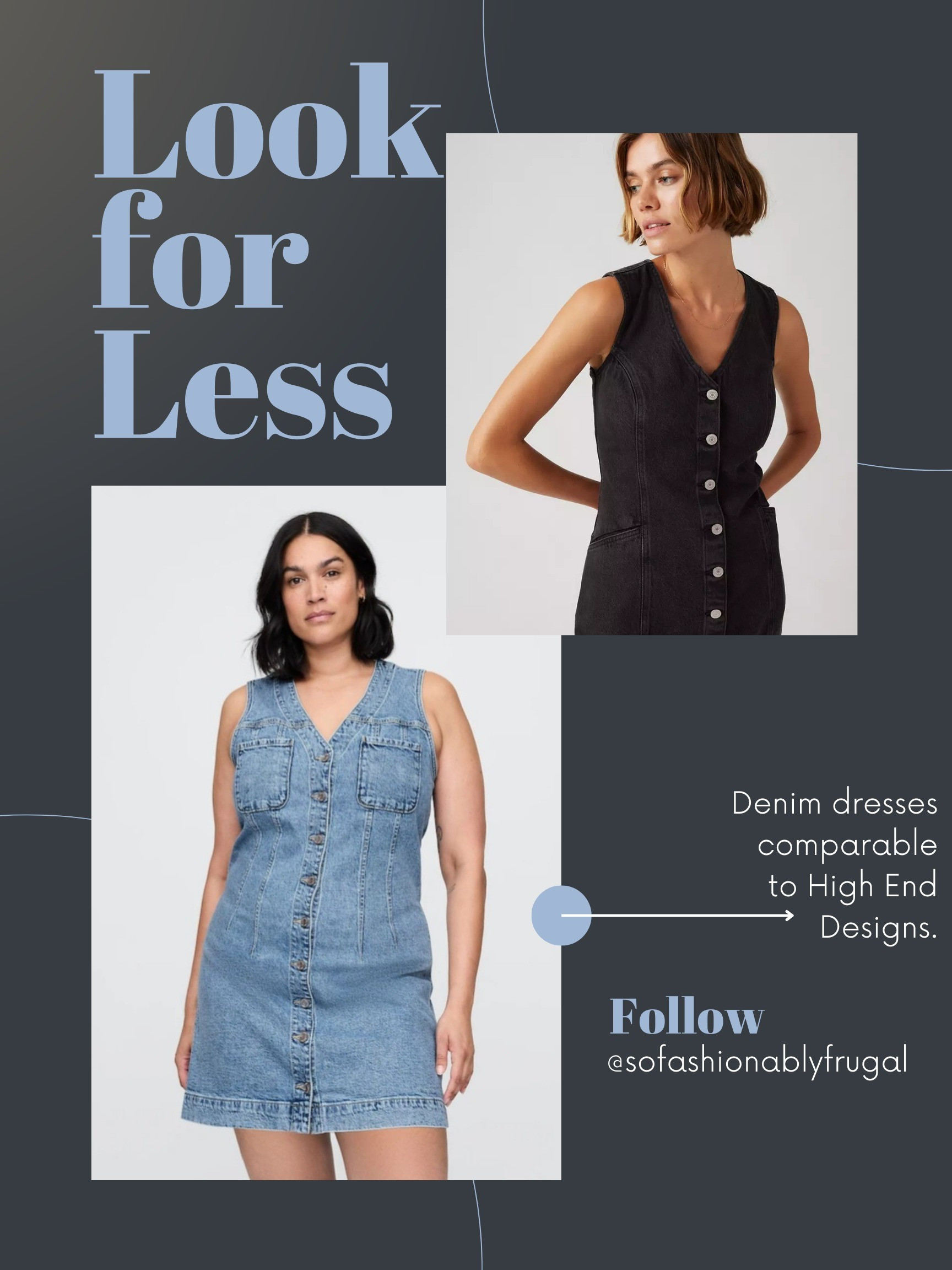 Denim Mini Dresses Comparable to High Fashion Designs. Runway inspired Fashion,  denim elegance,  sleeveless button up dress, staple pieces, effortless style#luxuryinspired #designeraesthetic

#LTKMidsize #LTKFindsUnder50 #LTKFindsUnder100