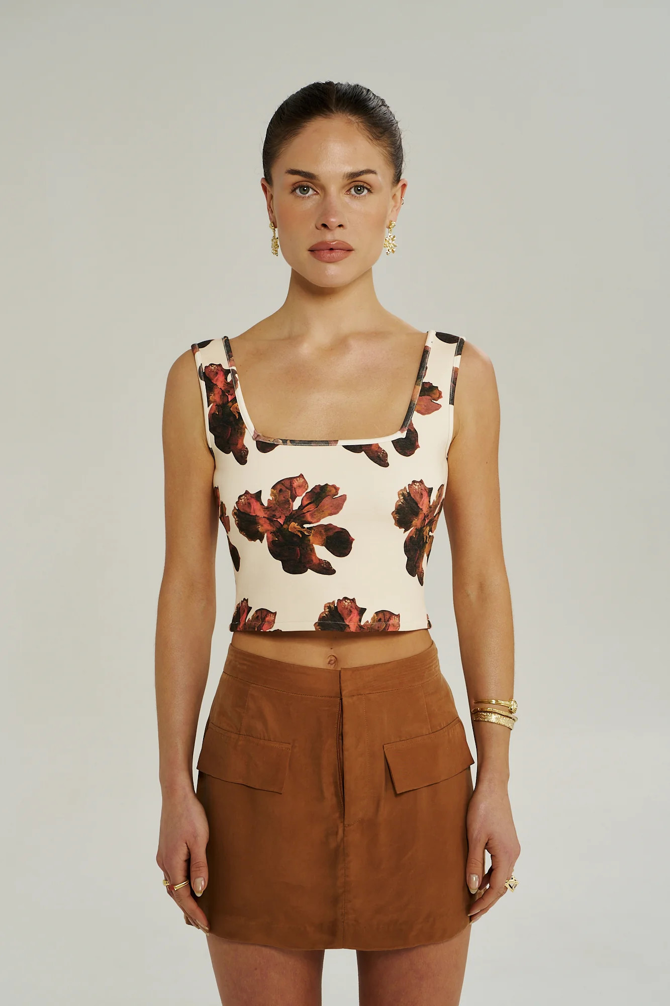 SQUARE NECK SINGLET - BUTTER FLEUR | Summi Summi