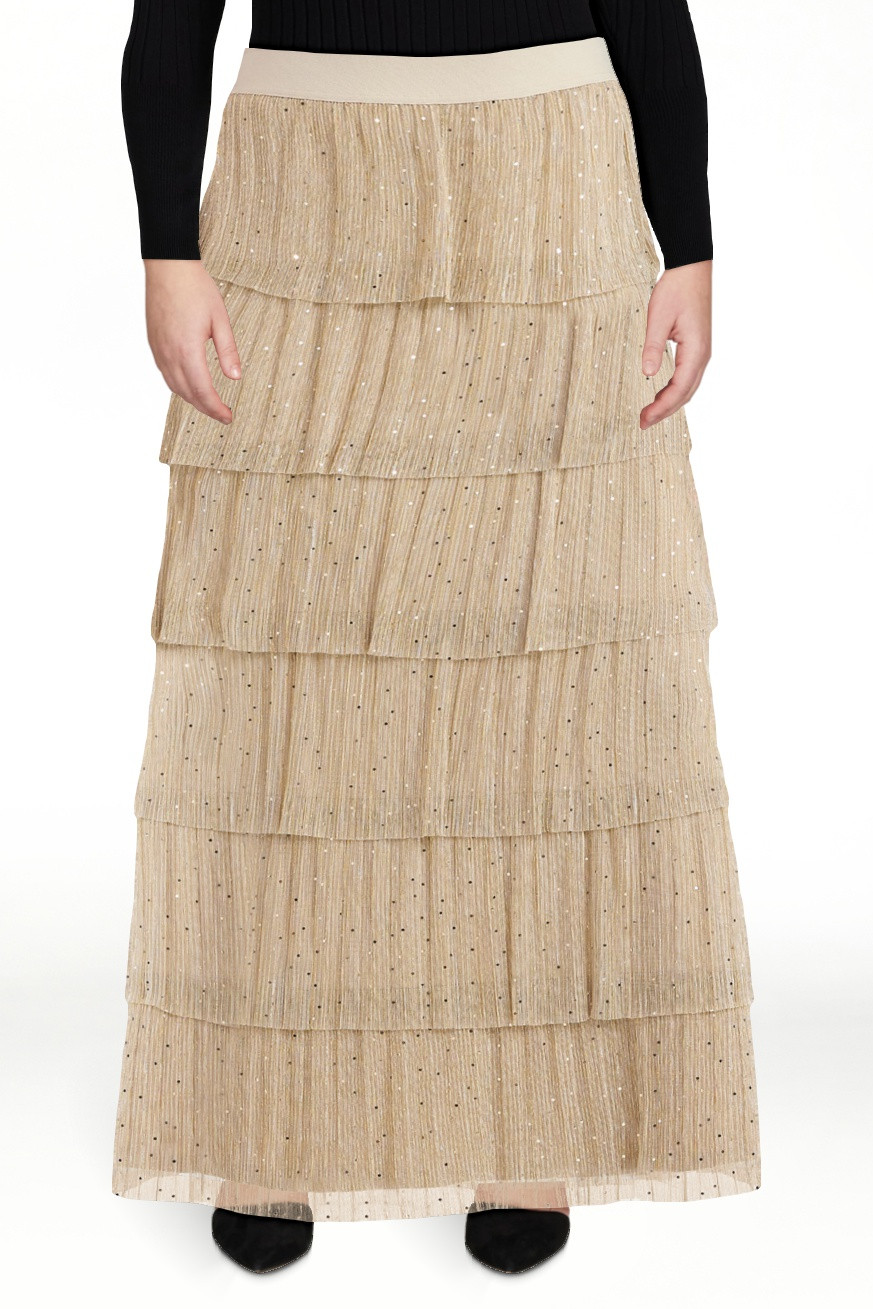 Scoop Women's and Women's Plus Glitter Ruffle Maxi Skirt, Sizes XS-4X | Walmart (US)