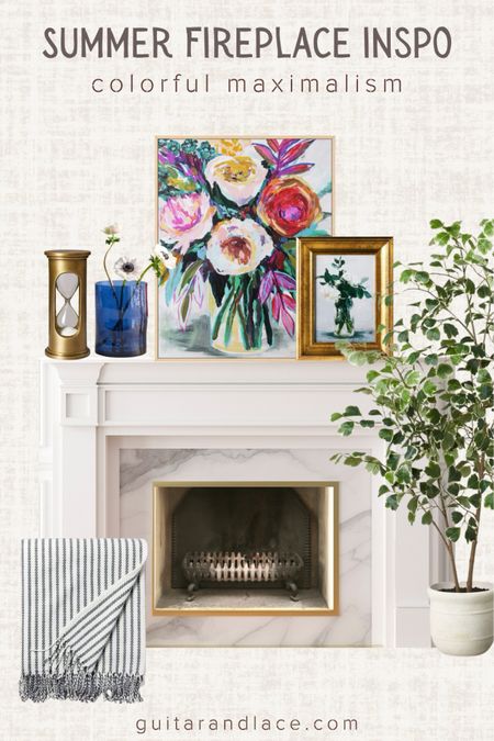 Summer fireplace inspiration. Summer fireplace decor ideas. Summer fireplace mantle, decorations. Colorful home decor. Grand millennial decor.

#LTKSeasonal #LTKSaleAlert #LTKHome