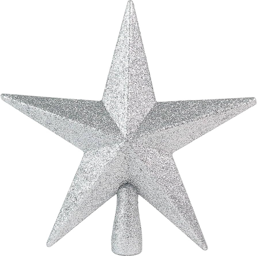 Ornativity Glitter Star Tree Topper - Christmas Silver Decorative Holiday Bethlehem Star Ornament | Amazon (US)