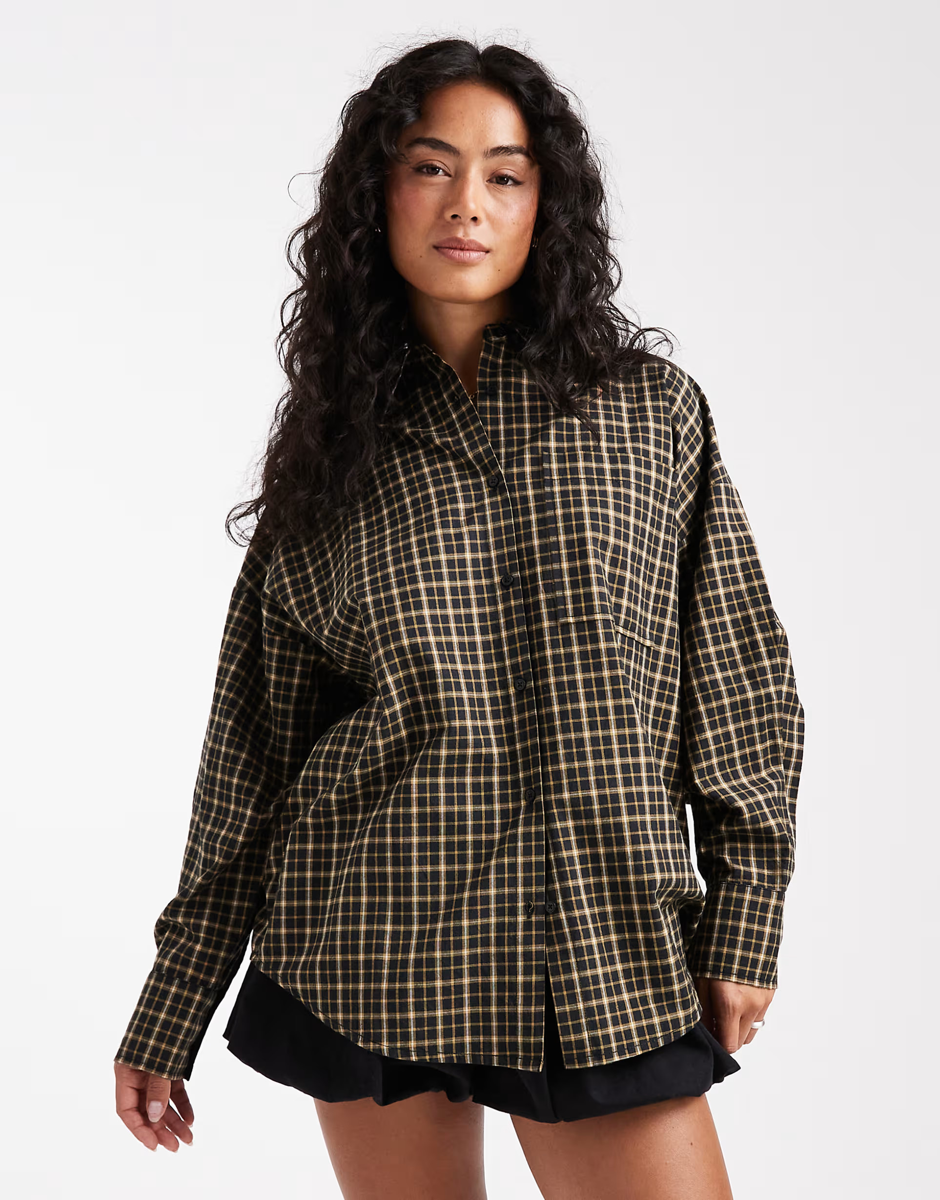 ASOS DESIGN oversized washed shirt in brown check | ASOS (Global)