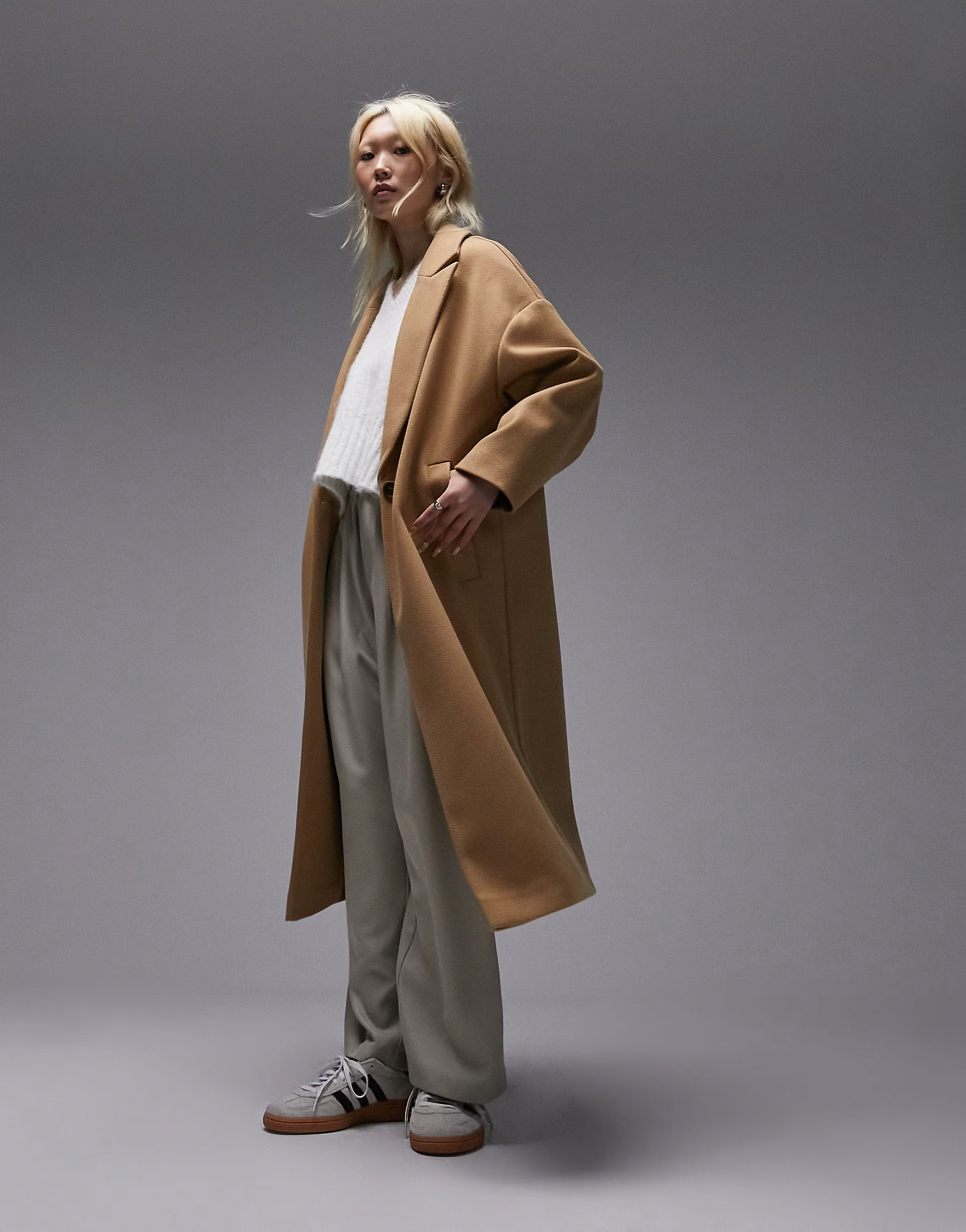 Topshop Petite unlined chuck-on coat in camel | ASOS (Global)