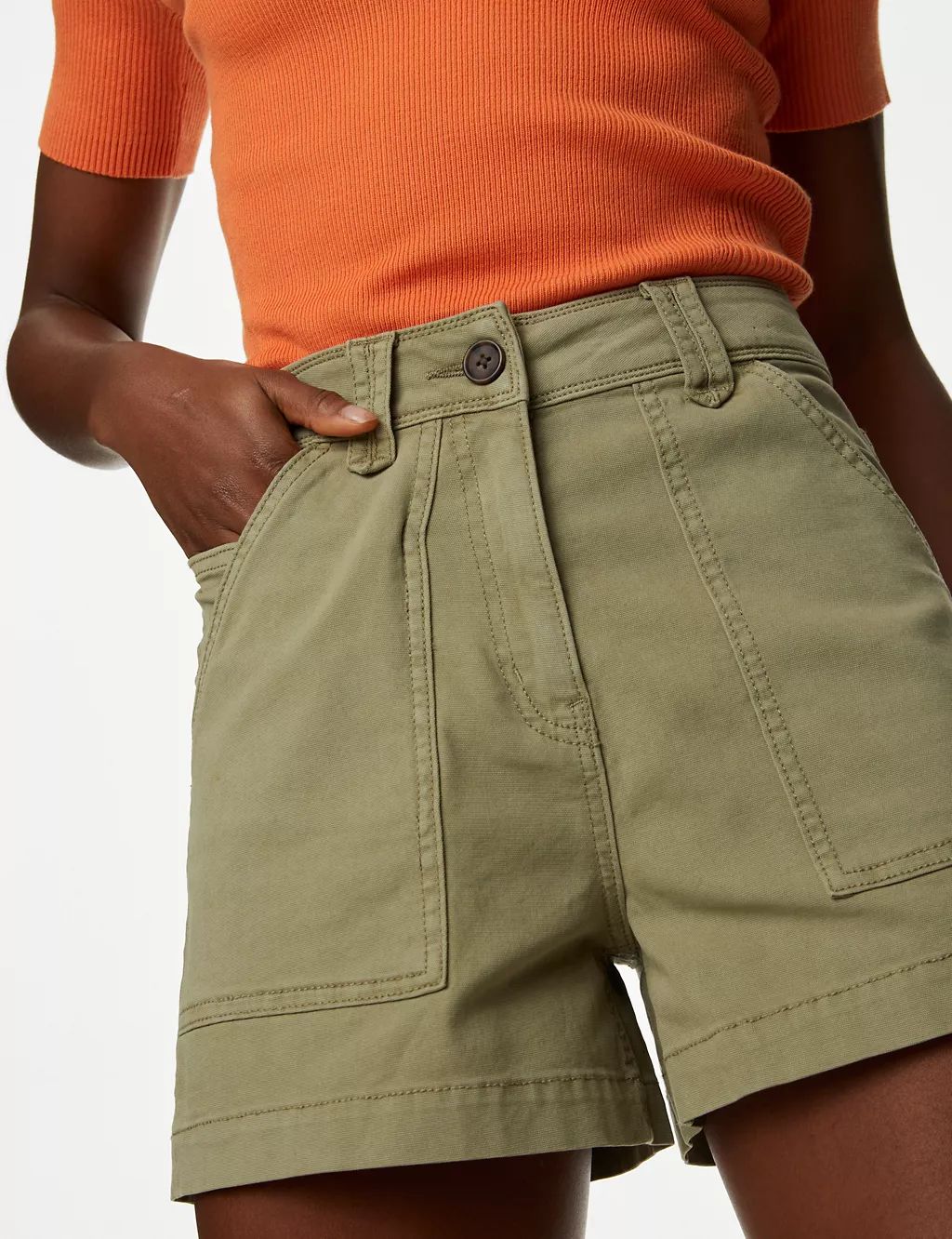 Cotton Rich High Waisted Utility Shorts | Marks & Spencer (UK)