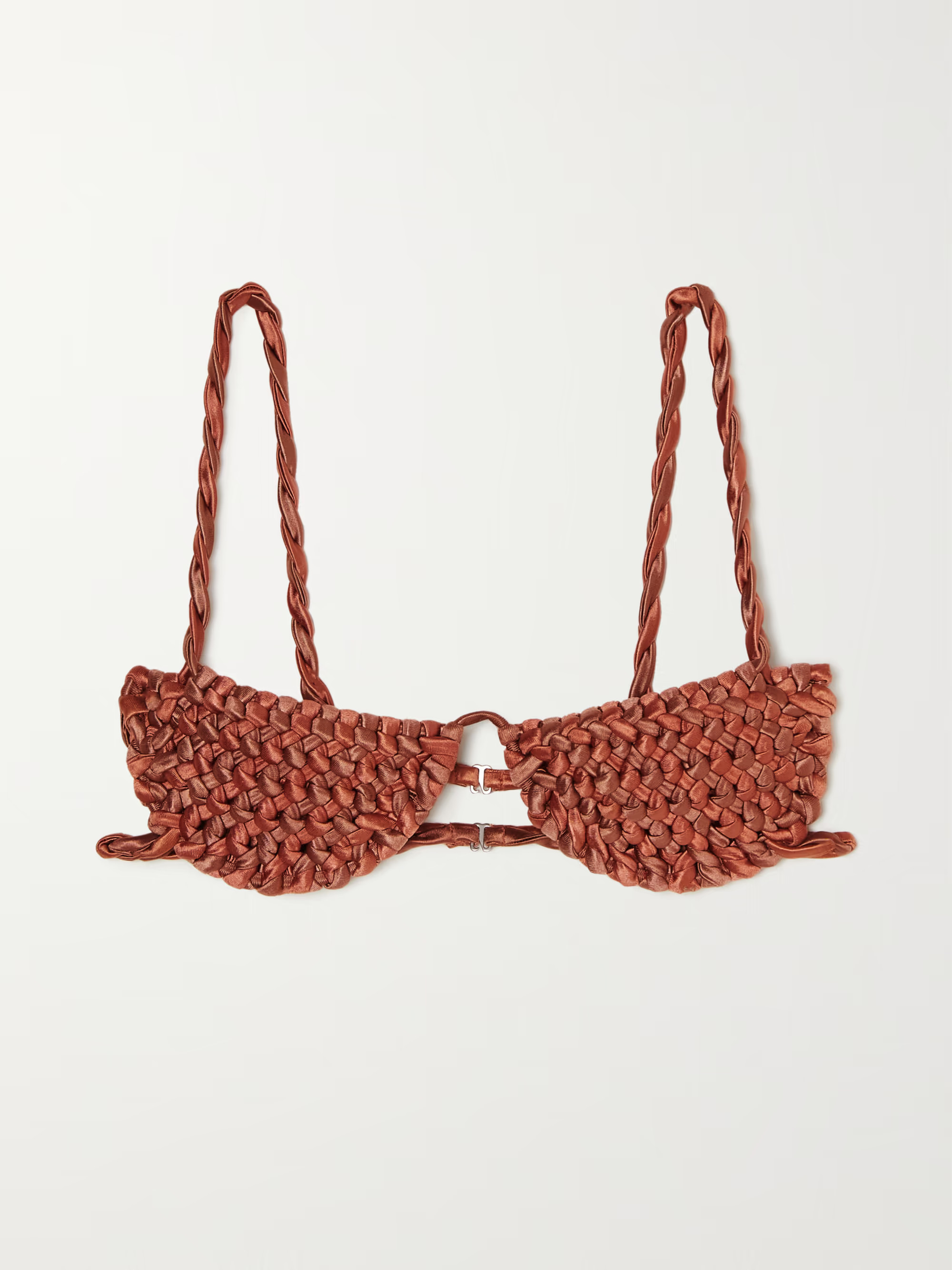 Braided stretch-satin underwired bikini top | NET-A-PORTER (US)