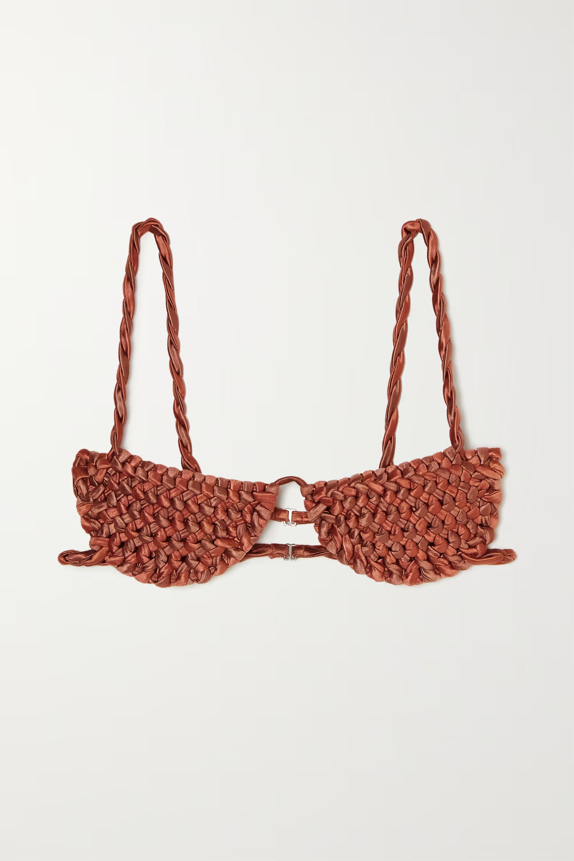 Braided stretch-satin underwired bikini top | NET-A-PORTER (US)