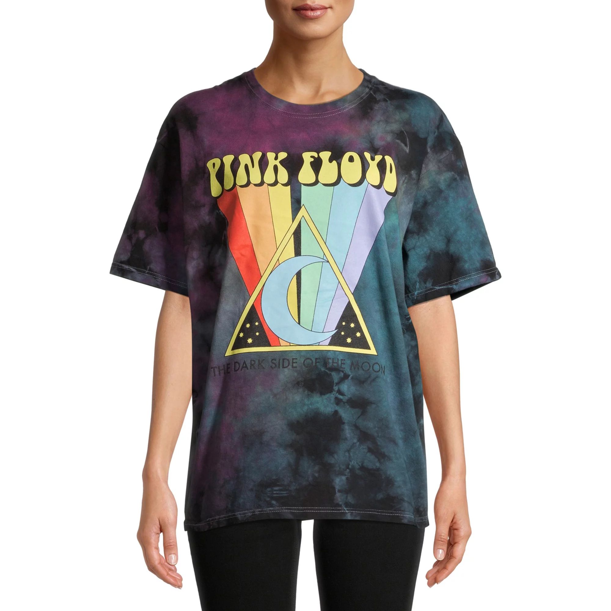 Pink Floyd Women's Rainbow Tie Dye Short Sleeve Graphic T-Shirt | Walmart (US)