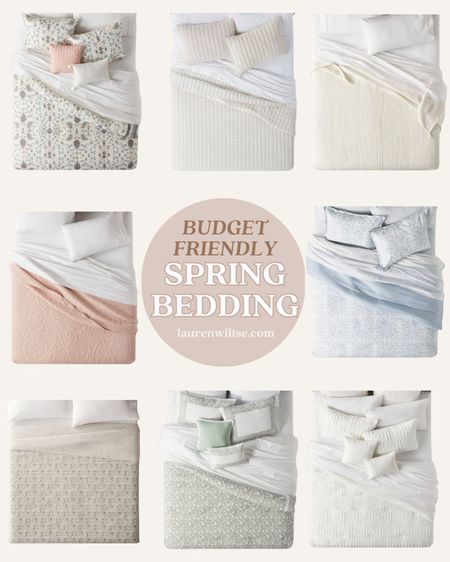 New spring bedding bedroom inspiration and Target layered bedding ideas! Rounding up budget friendly bedding ideas that give a minimalist French cottage feel! I have been loving adding more color to my home lately and this green floral quilt bedding and accent throw pillow were just too cute to pass up! If you are looking for neutral bedroom decor ideas, I’ve got you!
