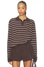 The Garment Madison Polo in Espresso & Ecru Stripes from Revolve.com | Revolve Clothing (Global)