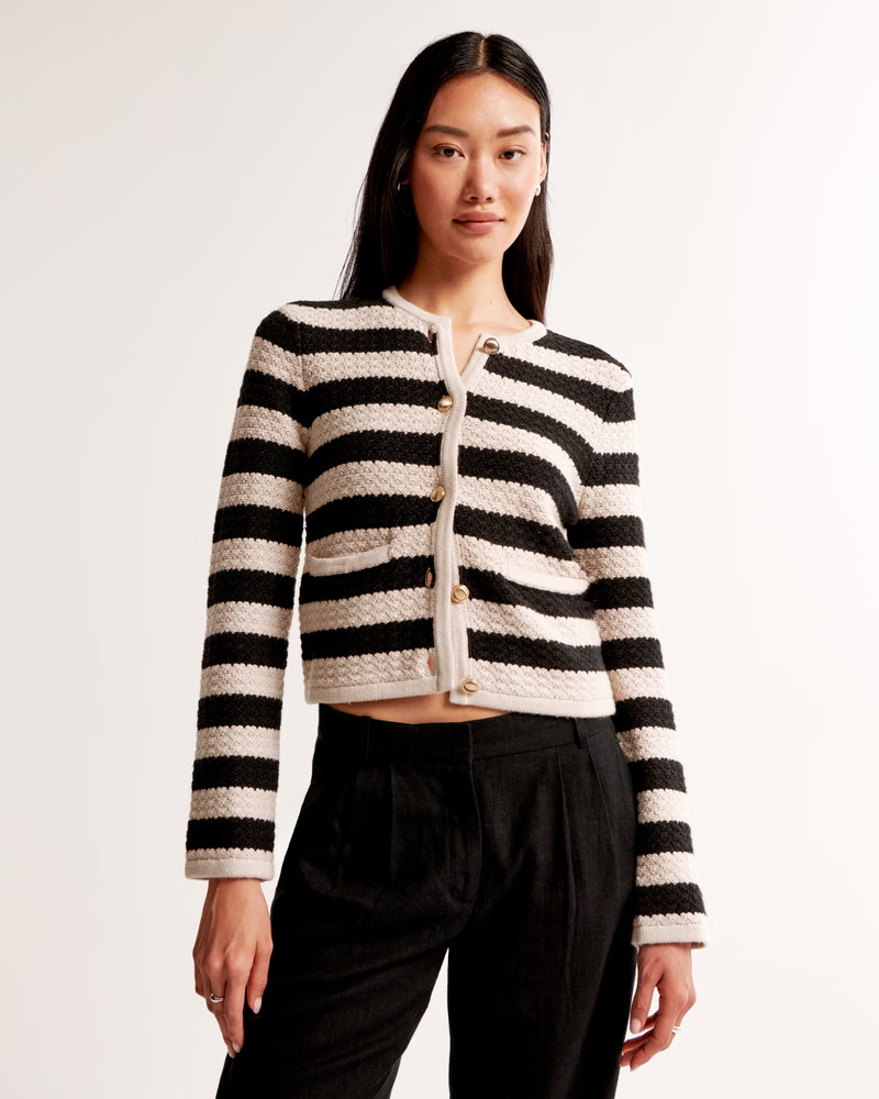 Textural Crew Sweater Jacket | Abercrombie & Fitch (US)