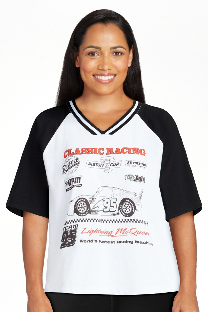 Disney Cars Women's Lightning McQueen Front Back Graphic Tee with Short Sleeves, Sizes XXS-XXL | Walmart (US)