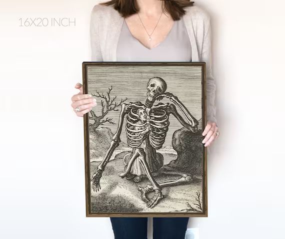 Crossed Legs Skeleton | Funny Halloween Drawing | Skeleton Print | Halloween Poster | Retro Hallo... | Etsy (US)