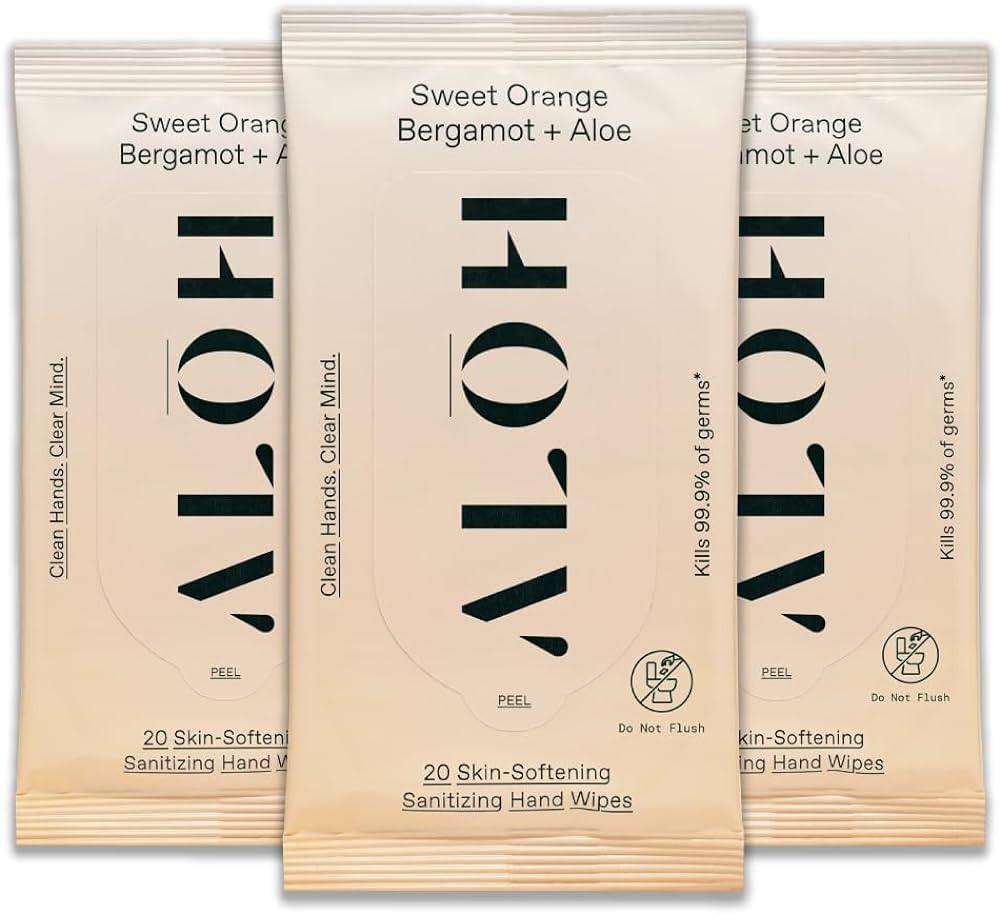 ALŌH Sweet Orange Bergamot + Aloe Sanitizing Hand Wipes - Clean Hands, Clear Mind - On The Go Ha... | Amazon (US)
