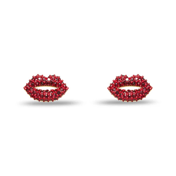 LIPSTICK RED  LELE SADOUGHI X MARILYN MONROE PAVE KISS STUD EARRINGS | LELE SADOUGHI