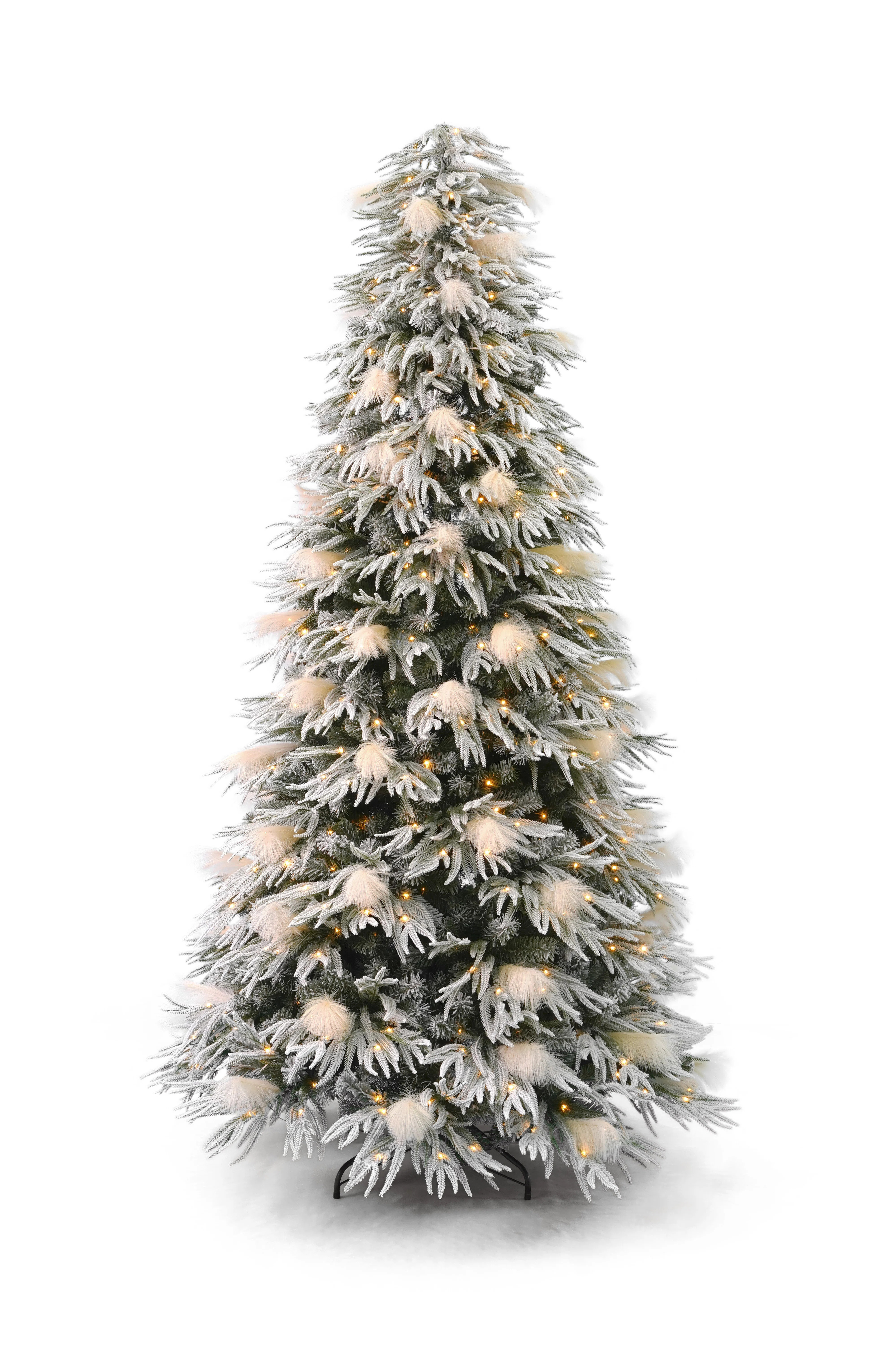 Seasonal Flocked Realistic Pine and Pampas Christmas Tree 550 Warm White LED Lights - Includes a ... | Wayfair North America