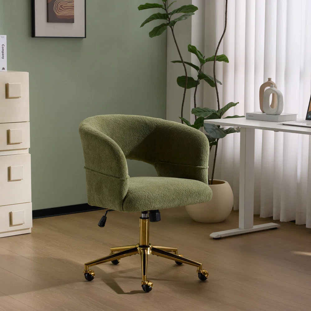 25.1 Inch Velvet Ring Backrest Swivel Office Chair | Wayfair North America