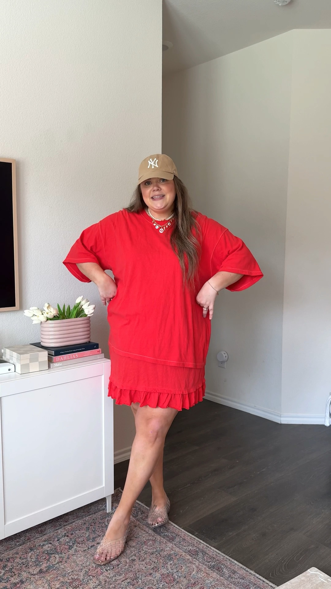 Plus size summer outfit idea. Wearing xl in free people skirt set. Jelly flats go a half size up if in between. Fave baseball cap and charm necklace. Exact pearl necklace is from tj maxx but linked similar 

#LTKFindsUnder100 #LTKSummerEdit #LTKPlusSize