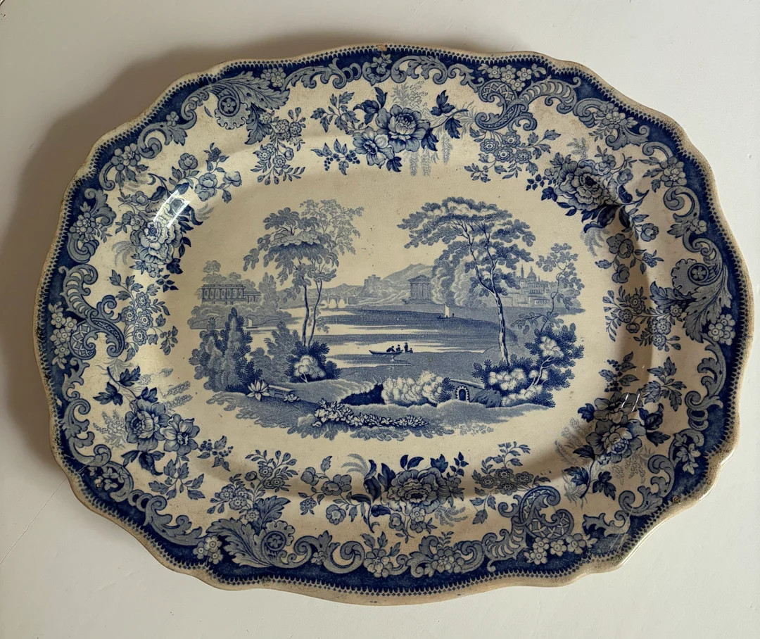 Staffordshire Blue and White Davenport Platter c1850s | Etsy (US)