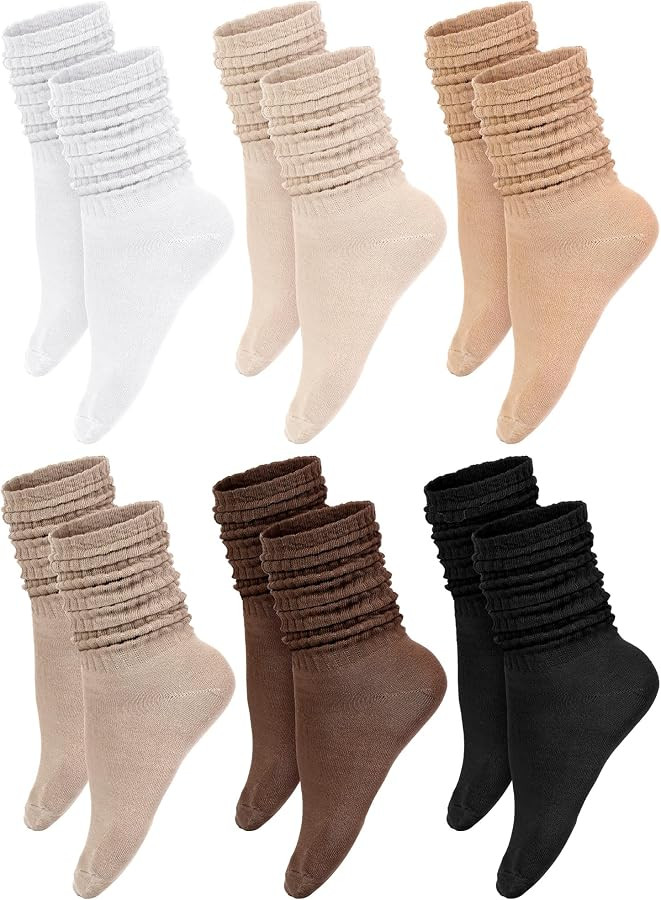 Bencailor 6 Pairs Women Slouch Fuzzy Socks Warm Cotton Scrunch Boot Winter Fluffy Slipper Socks | Amazon (US)