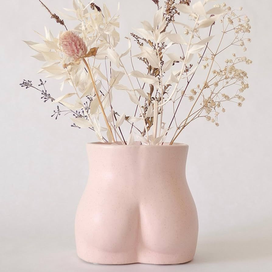 Body Vase Female Form, Butt Planter Booty Vases for Flowers w/Drainage, Speckled Matte Pink, Cera... | Amazon (US)