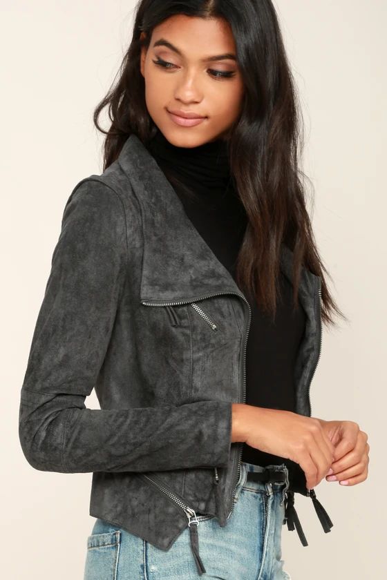 Ready For Anything Charcoal Grey Suede Moto Jacket | Lulus (US)