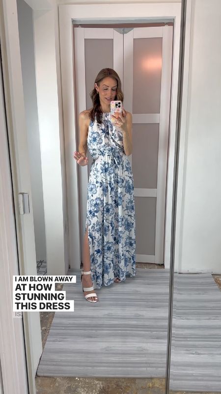 This dress blows me away and I’m so sad it already sold out but I bet they will restock so get on that waitlist! It’s in today’s IG try-on so I couldn’t help but still share it! It has a working drawstring around the waist for a tailored fit and it has pockets! What’s not to love! Blue floral is major trending this season and this one is gorg! I’m wearing a small and I’m 5’4”. I can’t wear it with flats so just a note for my short girls. This is perfect for a baby boy shower, a wedding guest dress, vacation dress, and so much more! 

#LTKparties #LTKVideo #LTKfindsunder100