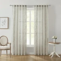 My Texas House Embroidered Floral Rod Pocket Back Tab Curtain Panel Pair, 38" x 108" | Walmart (US)