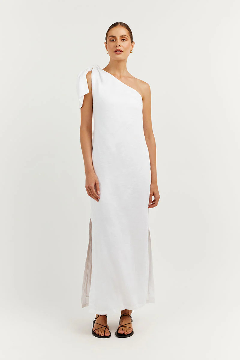 MACCA WHITE LINEN MIDI DRESS | DISSH
