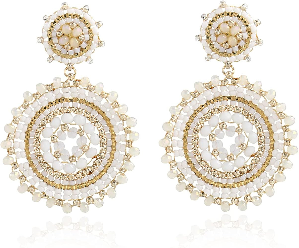 Elegance 11 Designs Beaded Earrings For Women Seed Bead Summer Beach Boho Statement Dangle Handma... | Amazon (US)