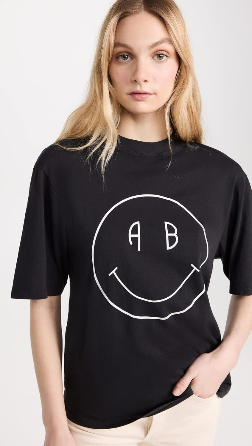 ANINE BING Women's Avi Smiley Tee | Amazon (US)