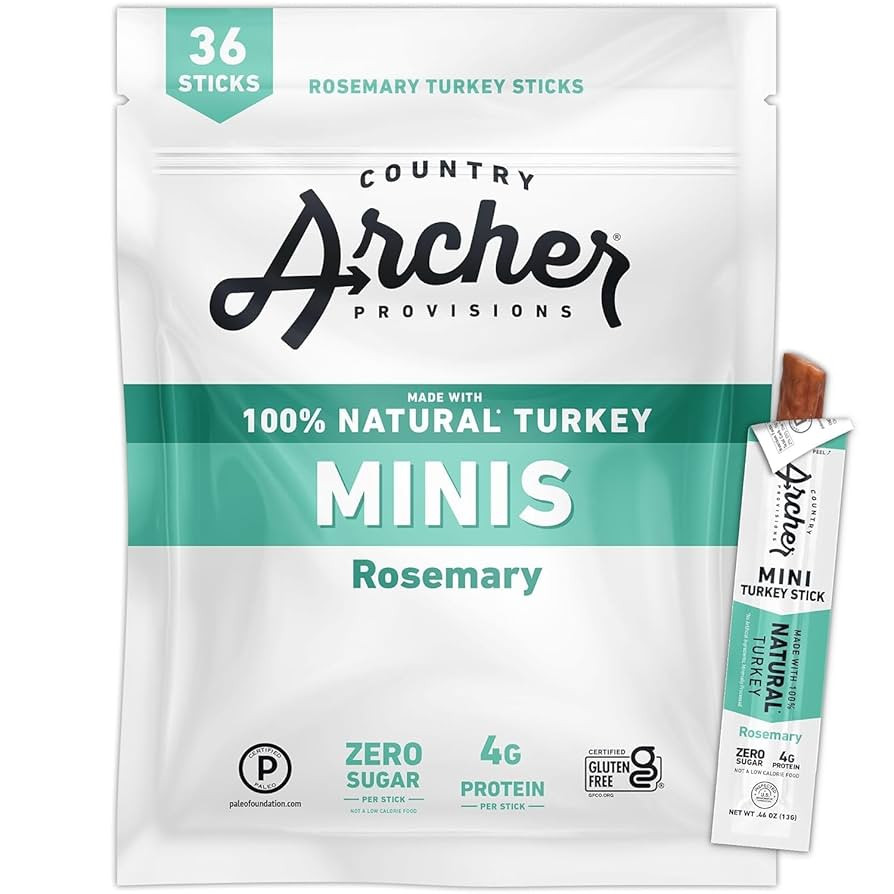 Country Archer Mini Turkey Jerky Sticks - All Natural Turkey Sticks, Protein Snack for People, Me... | Amazon (US)