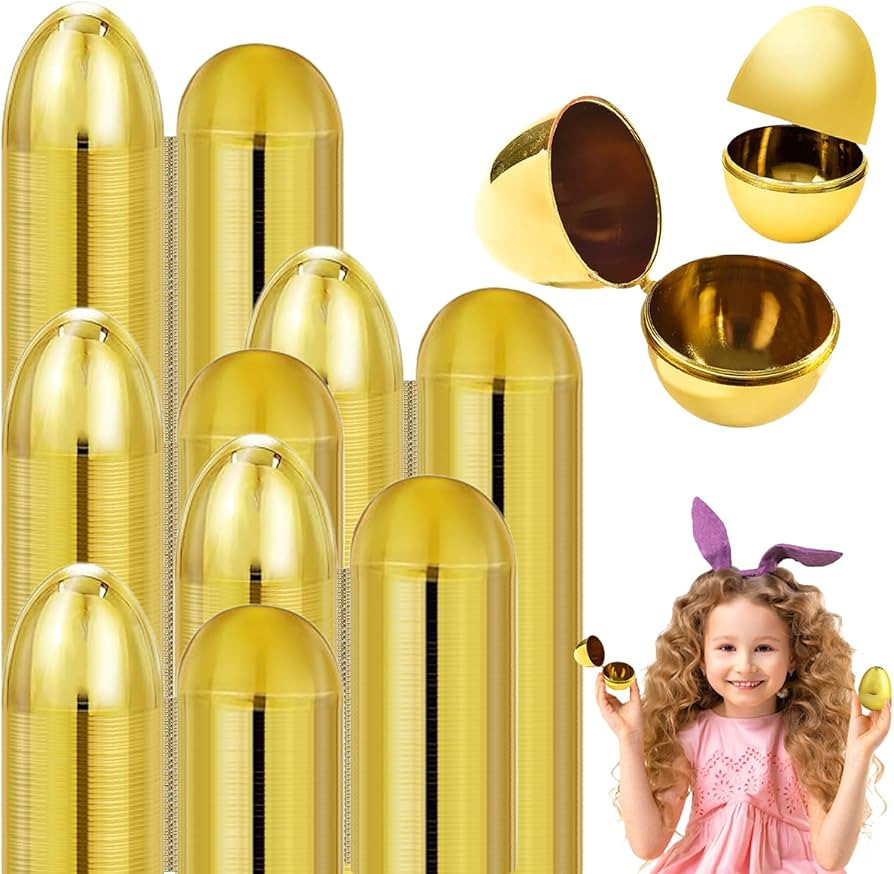 The Dreidel Company Golden Easter Eggs Metallic Gold, Goodie Basket Prize, Eggs are Hinged, 2.38"... | Amazon (US)