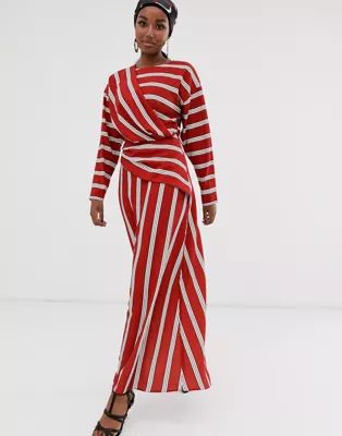 ASOS DESIGN wrap detail maxi dress in wide stripe | ASOS (Global)