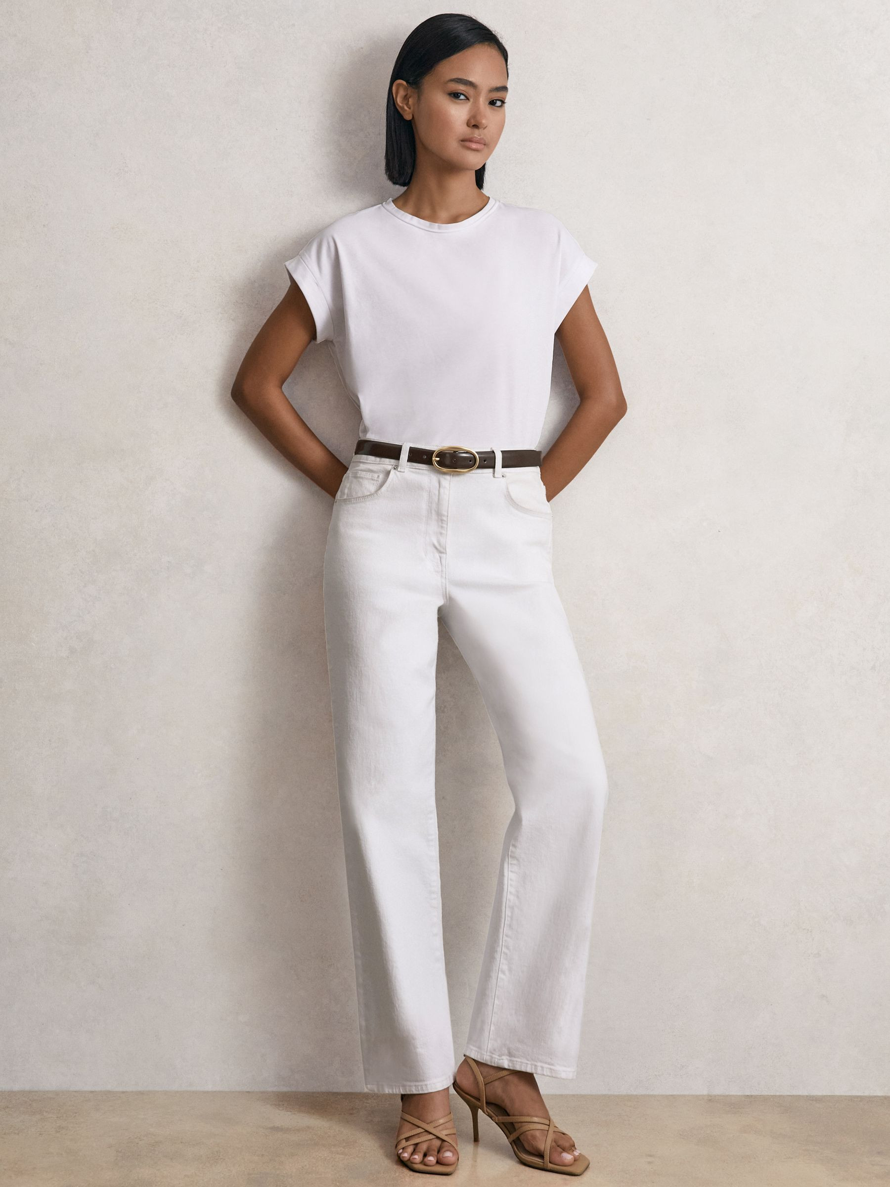 Reiss Mid-Rise Straight-Leg Jeans in White - REISS | Reiss UK