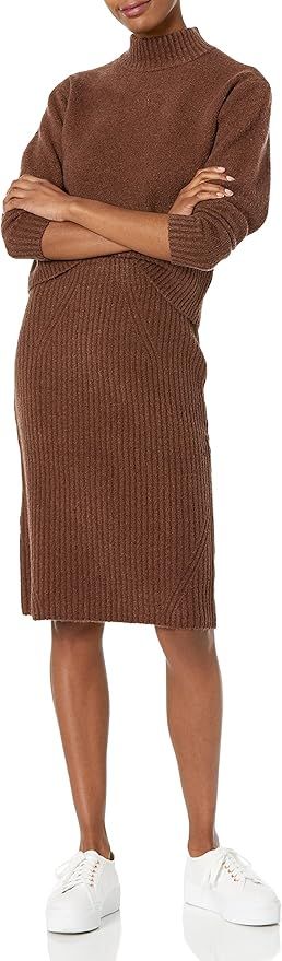 Daily Ritual Women's Relaxed-Fit Cozy Boucle Mockneck Sweater & Pencil Skirt 2-Piece Outfit | Amazon (US)