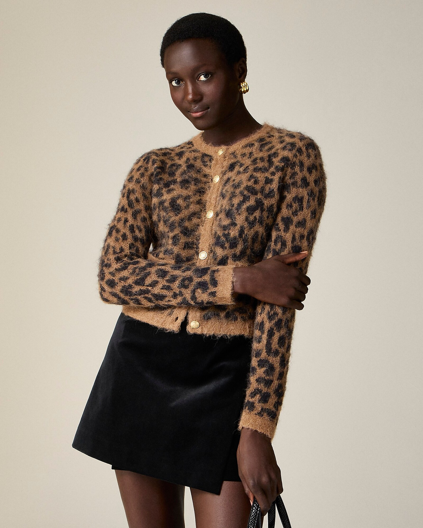 Brushed sweater lady jacket in leopard print | J. Crew US