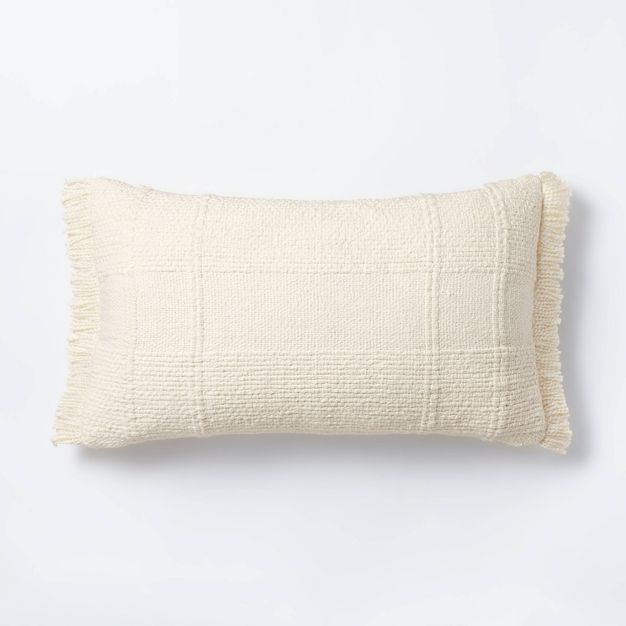 Oversized Woven Plaid Lumbar Throw Pillow White - Threshold&#8482; designed with Studio McGee | Target