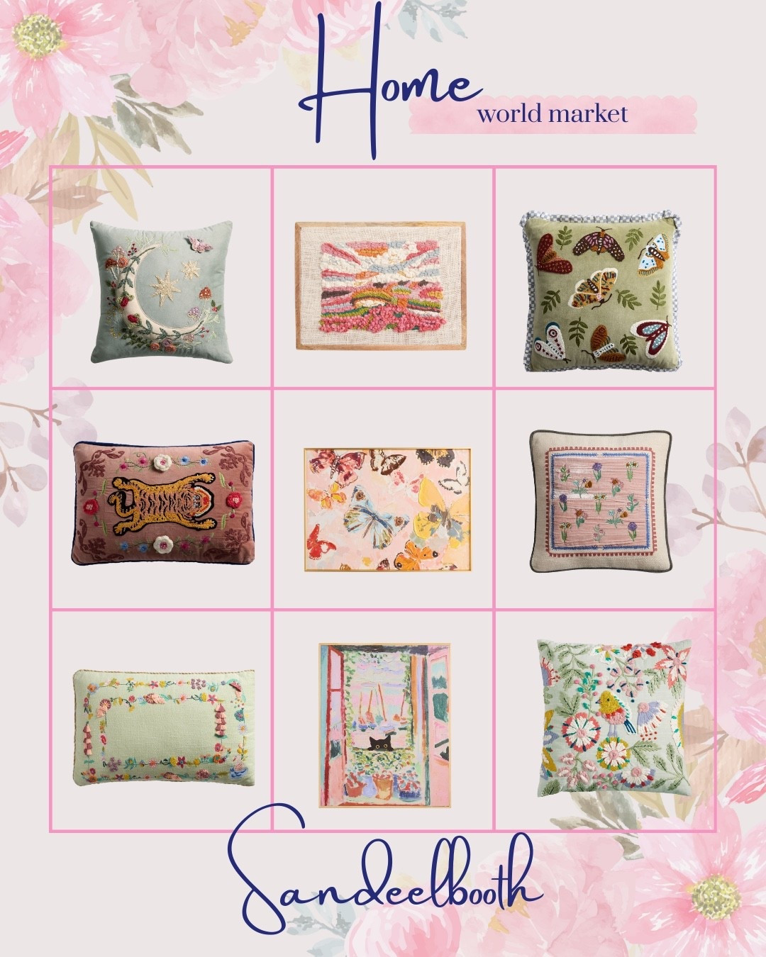 World Market new home decor arrivals are speaking my love language. 🌸🦋
Think embroidered pillows, whimsical art prints, vintage-inspired florals, butterflies, tigers, and all the layered texture that makes a home feel collected—not cookie cutter.

If you love colorful home decor, eclectic styling, cottage-core touches, and global-inspired accents, these World Market finds are such an easy way to refresh a living room, bedroom, or cozy reading nook without a full redecorate.

I’m always drawn to pieces that feel joyful and intentional—the kind of decor that tells a story and makes a space feel warm the second you walk in. These new arrivals are perfect for mixing with thrifted finds, heirlooms, or your favorite neutral staples.

✨ Great for:
• cozy layered homes
• vintage-inspired interiors
• colorful pillows + statement art
• spring home refresh ideas
• eclectic & maximalist decor lovers

Everything is linked and ready to shop below. Save this post if you’re dreaming up your next cozy corner 🤍

#LTKHome #LTKSeasonal #LTKFindsUnder50