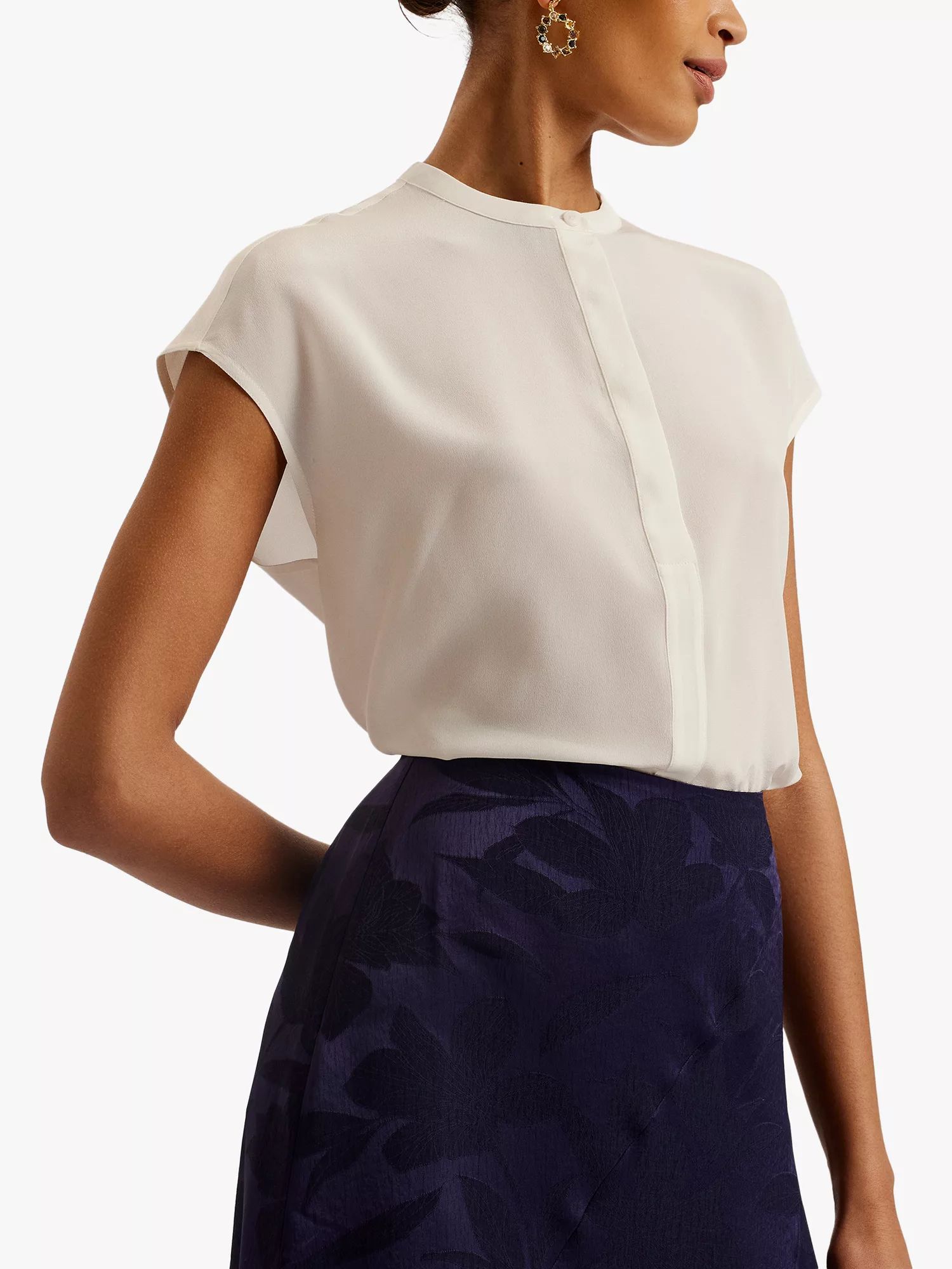 Ted Baker Miyokoe Silk Shirt, Natural Ivory | John Lewis (UK)