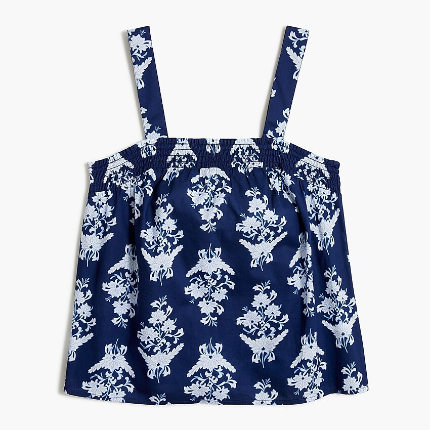 Block-print squareneck smocked tank top | J.Crew Factory