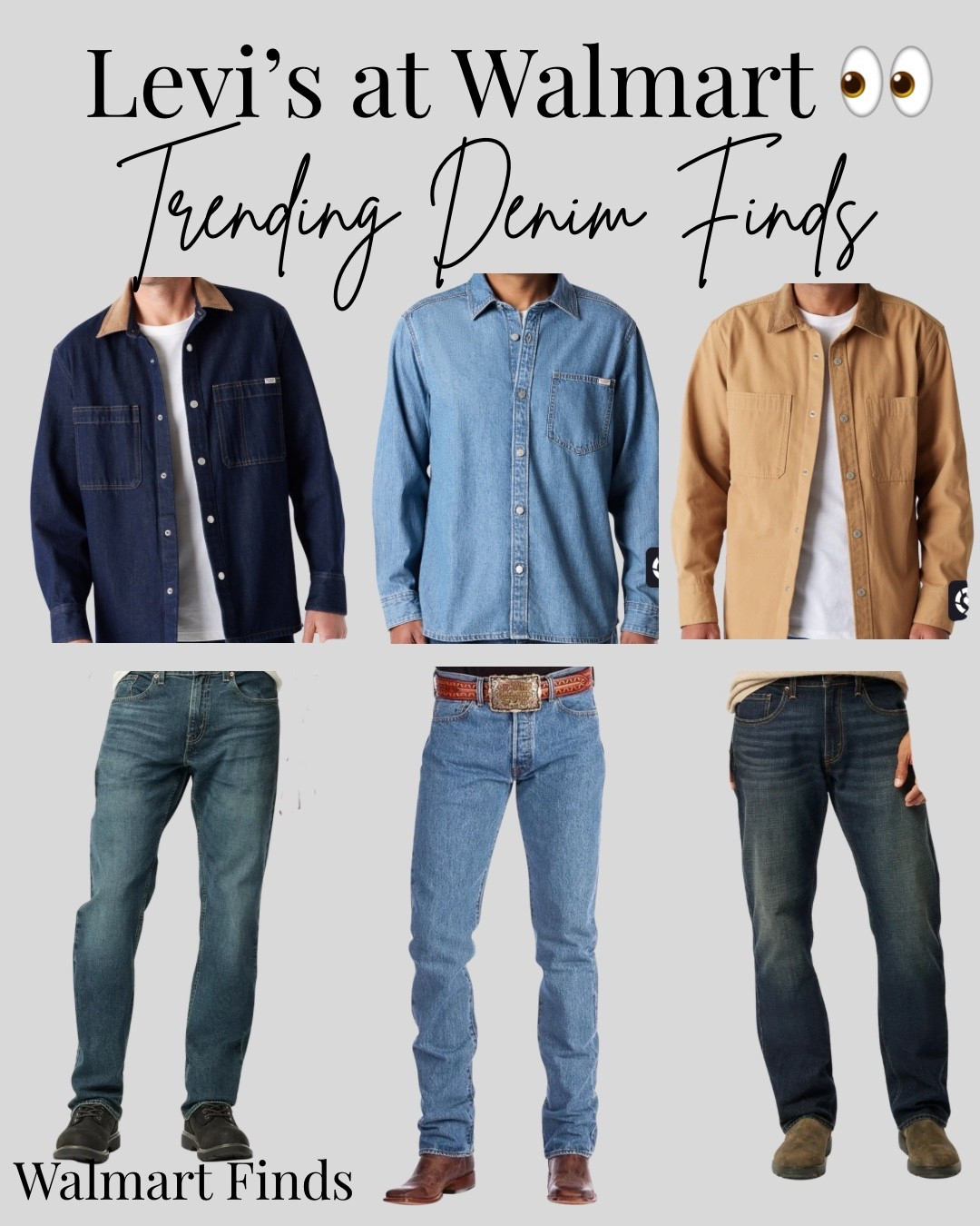 Levi’s at Walmart 👀👖 Some seriously good denim finds—from classic jeans to easy denim shirts.

🤎 Shop the collage + save your favorites!

#Levis #WalmartFinds #LevisJeans #DenimStyle #WalmartFashion

#LTKU #LTKMens #LTKTall